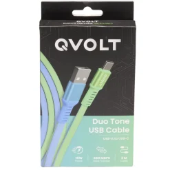 Câble USB-A vers USB-C charge rapide bicolore vert et bleu 2m < Gifi Online