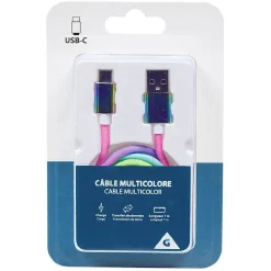 Câble USB-C multicolore charge et transfert de données