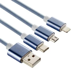 Câble USB 3 en 1 avec connecteurs USB-C/micro USB/Lightning < Gifi