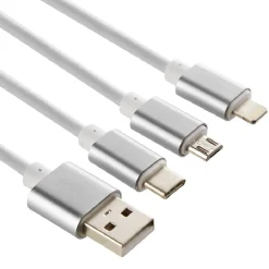 Câble USB 3 en 1 avec connecteurs USB-C/micro USB/Lightning < Gifi