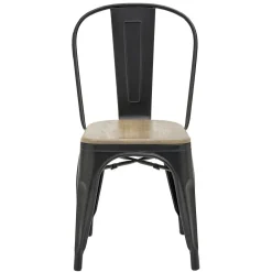 Chaise de jardin Fabrik acacia naturel et métal noir 51,5x44xH82,5 cm