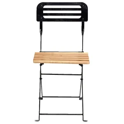 Chaise de jardin pliante Bali métal noir et bois brun 39xP48xH78cm