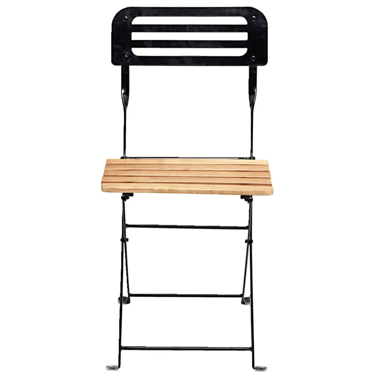 Chaise de jardin pliante Bali métal noir et bois brun 39xP48xH78cm