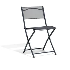 Chaise de jardin pliante London métal textilène gris 45x51xH81cm