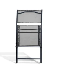 Chaise de jardin pliante London métal textilène gris 45x51xH81cm