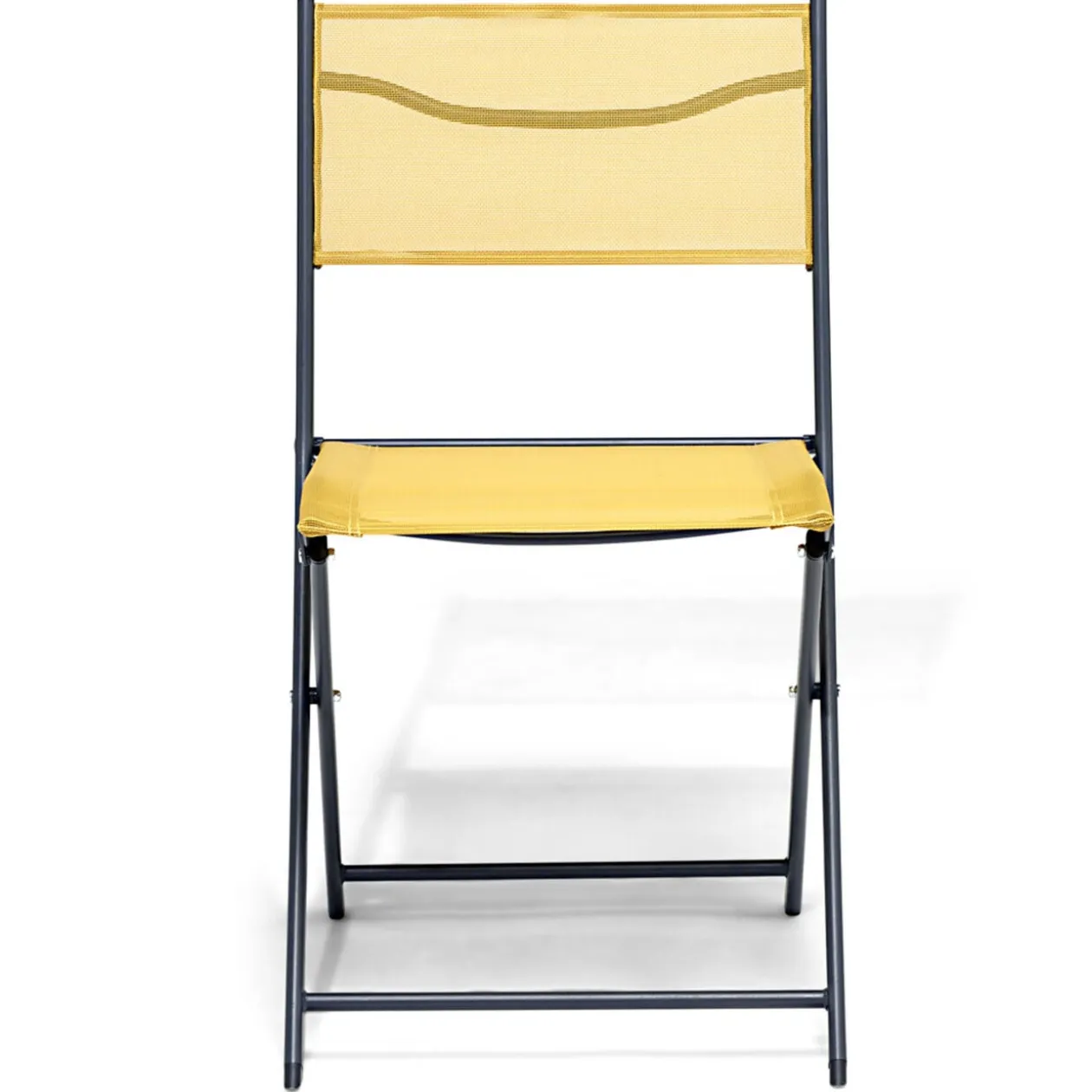 Chaise de jardin pliante London métal textilène jaune 51xP45xH81cm