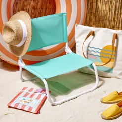 Chaise de plage acier et textilène vert menthe 44x42xH48cm < Gifi New