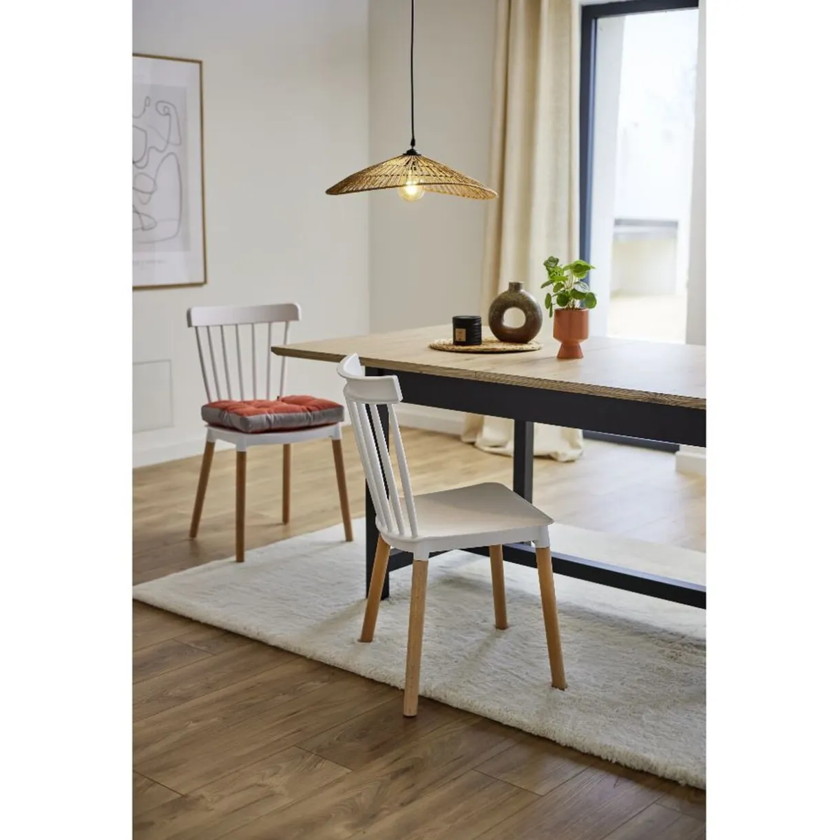Chaise Lida blanche avec pieds en bois naturel x2 < Gifi Hot