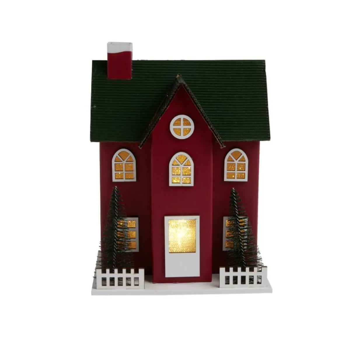 Chalet de Noël lumineux H20,5cm - 2 coloris rouge ou blanc < Gifi Discount