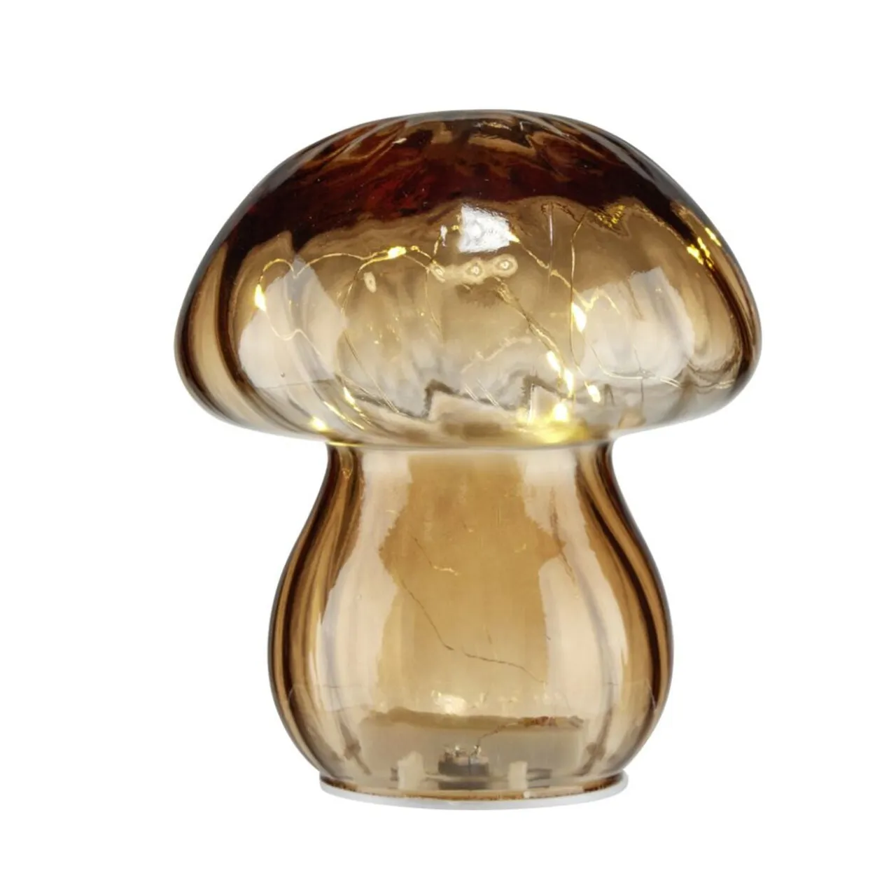 Champignon décoratif automne verre à LED Ø13xH15,5cm (3 modèles)