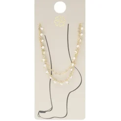Chaîne de cheville argenté fer et laiton avec perles pendantes