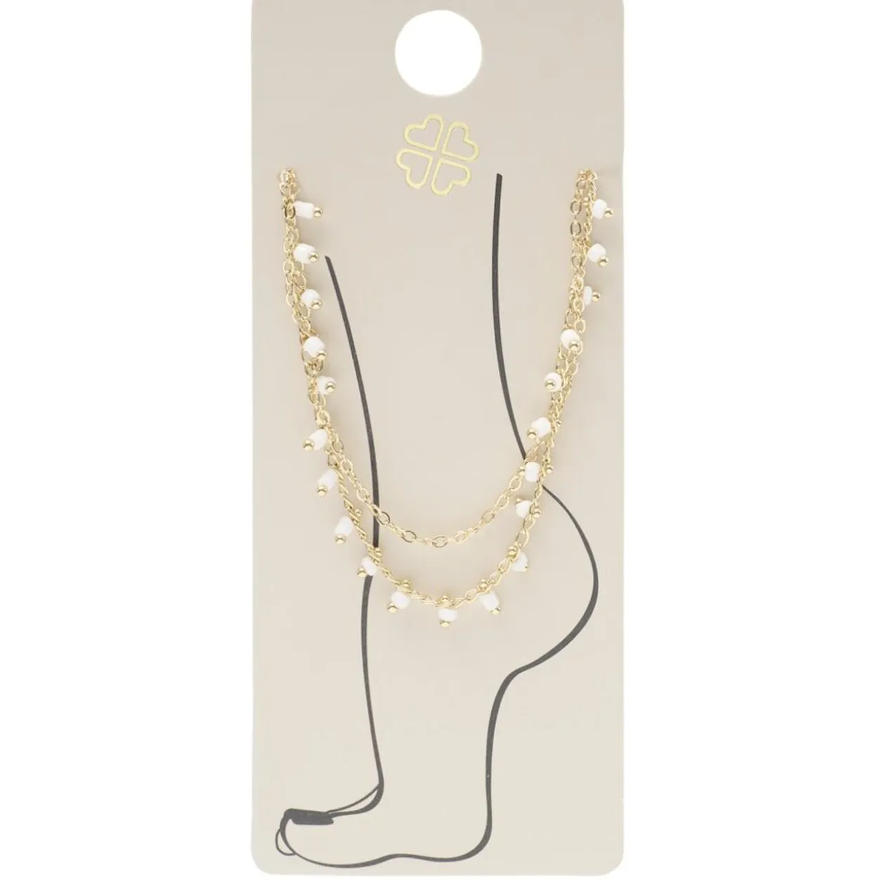 Chaîne de cheville argenté fer et laiton avec perles pendantes