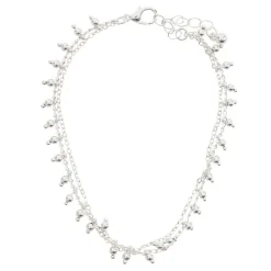 Chaîne de cheville 2 rangs maille fine et perles argenté < Gifi Clearance