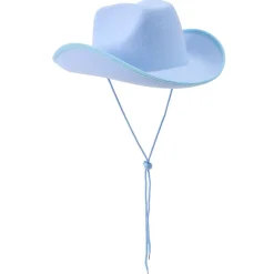 Chapeau de cow-boy feutrine 38x13xH30cm (2 modèles bleu ou rose)