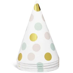 Chapeau de fête blanc à poids rose, vert et doré en carton x 8 < Gifi Hot