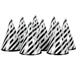 Chapeau de fête rayé noir et blanc en carton x 8 < Gifi Hot