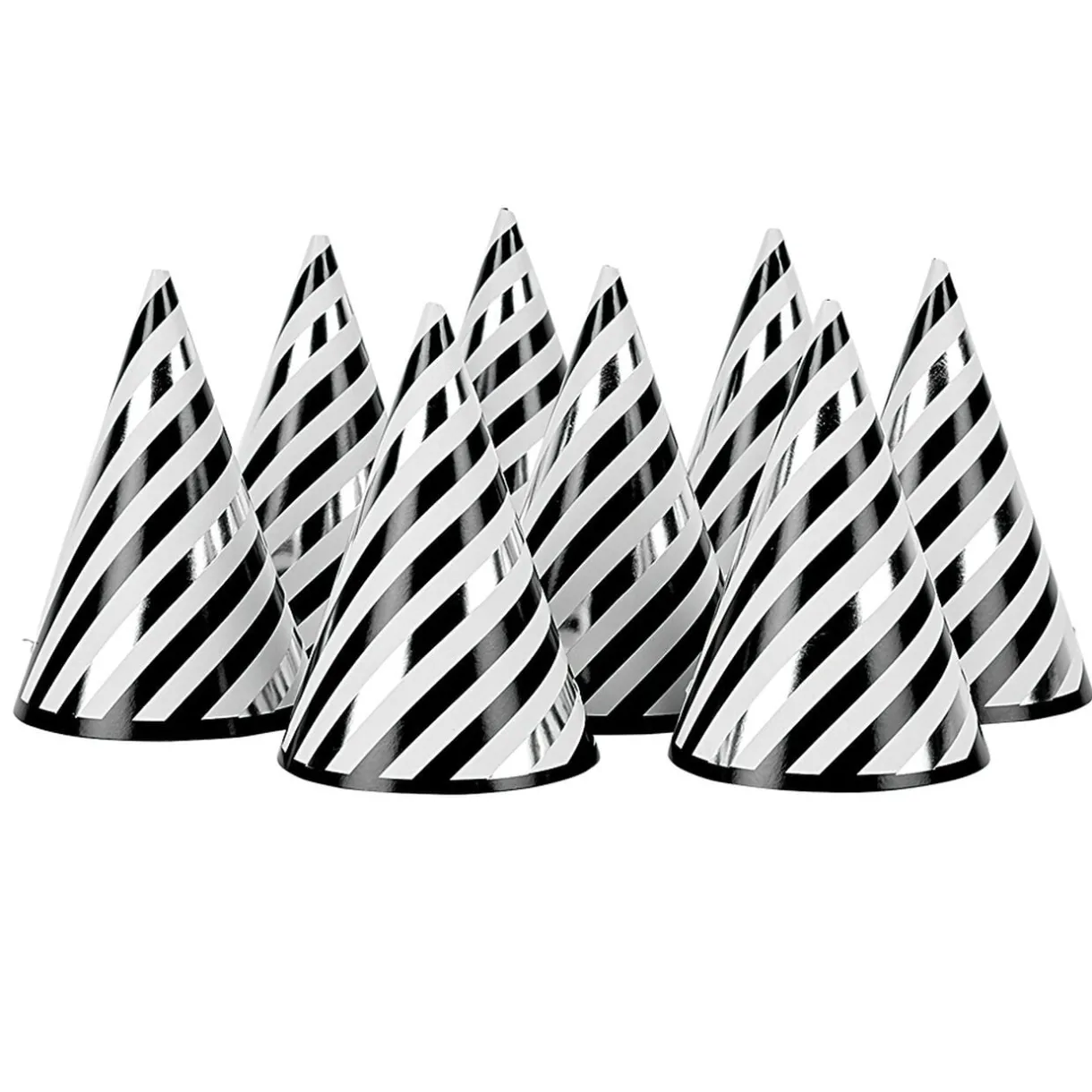 Chapeau de fête rayé noir et blanc en carton x 8 < Gifi Hot