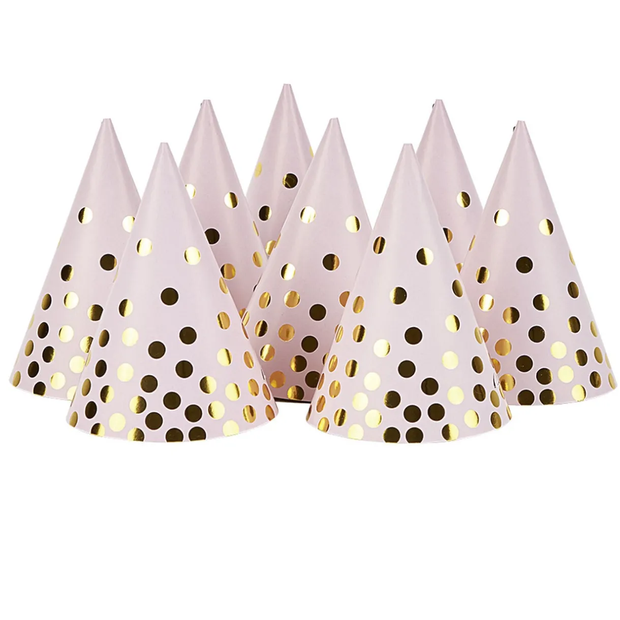 Chapeau de fête rose à poids doré en carton x 8 < Gifi Clearance