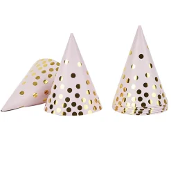 Chapeau de fête rose à poids doré en carton x 8 < Gifi Clearance