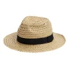 Chapeau de paille style Panama avec ruban 34x33,5xH11cm (3 modèles)