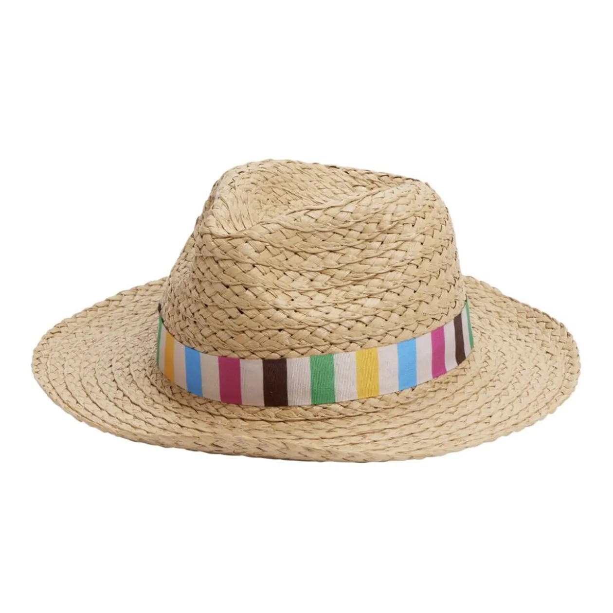 Chapeau de paille style Panama avec ruban 34x33,5xH11cm (3 modèles)