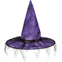 Chapeau de sorcière Halloween avec dentelle Ø40xH37cm