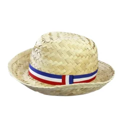Chapeau paille adulte Cocorico bandeau bleu blanc rouge