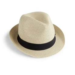 Chapeau Panama mixte paille avec bandeau noir (4 modèles)