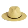 Chapeau papier tressé beige et noir T56/58