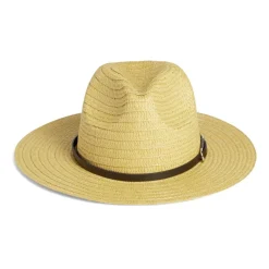 Chapeau papier tressé beige et noir T56/58
