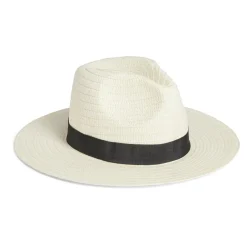 Chapeau papier tressé blanc et noir T56/58