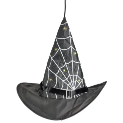 Chapeau sorcière LED toile d'araignée noir et blanc
