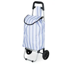 Chariot de courses 25L à roulettes rayures colorées H80cm (2 modèles bleu ou jaune) < Gifi Hot