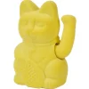 Chat porte-bonheur velours jaune 11xH15x9cm