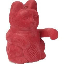 Chat porte-bonheur velours rouge 11xH15x9cm < Gifi Online