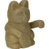 Chat porte-bonheur velours vert 11xH15x9cm < Gifi New