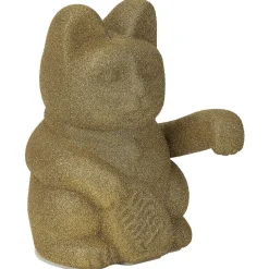Chat porte-bonheur velours vert 11xH15x9cm < Gifi New
