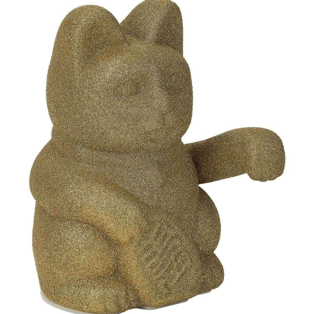 Chat porte-bonheur velours vert 11xH15x9cm < Gifi New