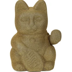 Chat porte-bonheur velours vert 11xH15x9cm < Gifi New