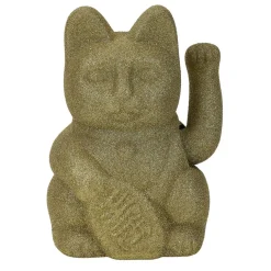 Chat porte-bonheur velours vert 11xH15x9cm < Gifi New