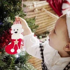 Chaussette de Noël en bois à suspendre