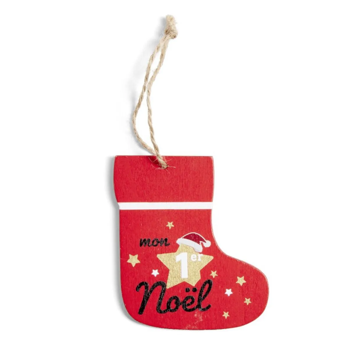 Chaussette de Noël en bois à suspendre "Mon 1er Noël" 8,5x9,5cm < Gifi Online