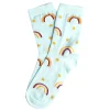 Chaussette femme polycoton tige longue bleu motif arc-en-ciel T36/40 < Gifi Clearance
