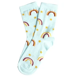 Chaussette femme polycoton tige longue bleu motif arc-en-ciel T36/40 < Gifi Clearance