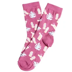Chaussette femme polycoton tige longue rose motif tong T36/40 < Gifi Clearance