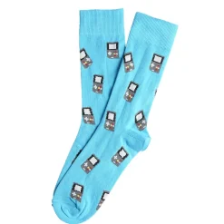 Chaussette homme polycoton tige longue bleu motif jeux vidéo T41/46 < Gifi Discount