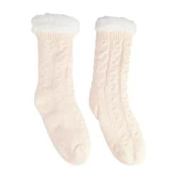 Chaussettes d'intérieur doublées peluche noir TU
