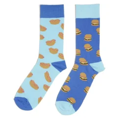 Chaussettes dépareillées motif burger/hot dog - T41/45