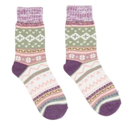 Chaussettes femme hiver tige longue motif jacquard - 5 modèles