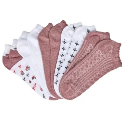 Chaussettes femme tige courte x5 polycoton uni et à motifs 36/40
